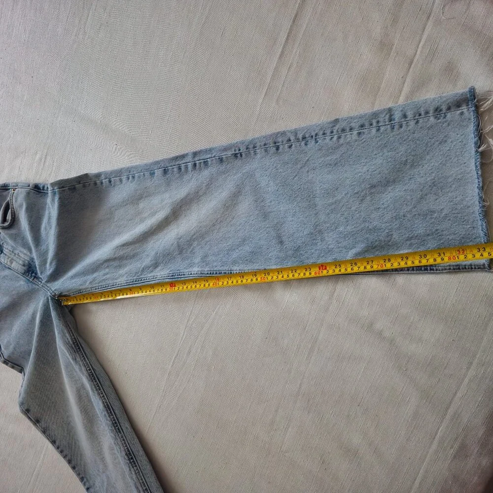 Zara full length High Rise Raw hem Frayed Blue Jeans Size Size 36,  4 US - Picture 9 of 10